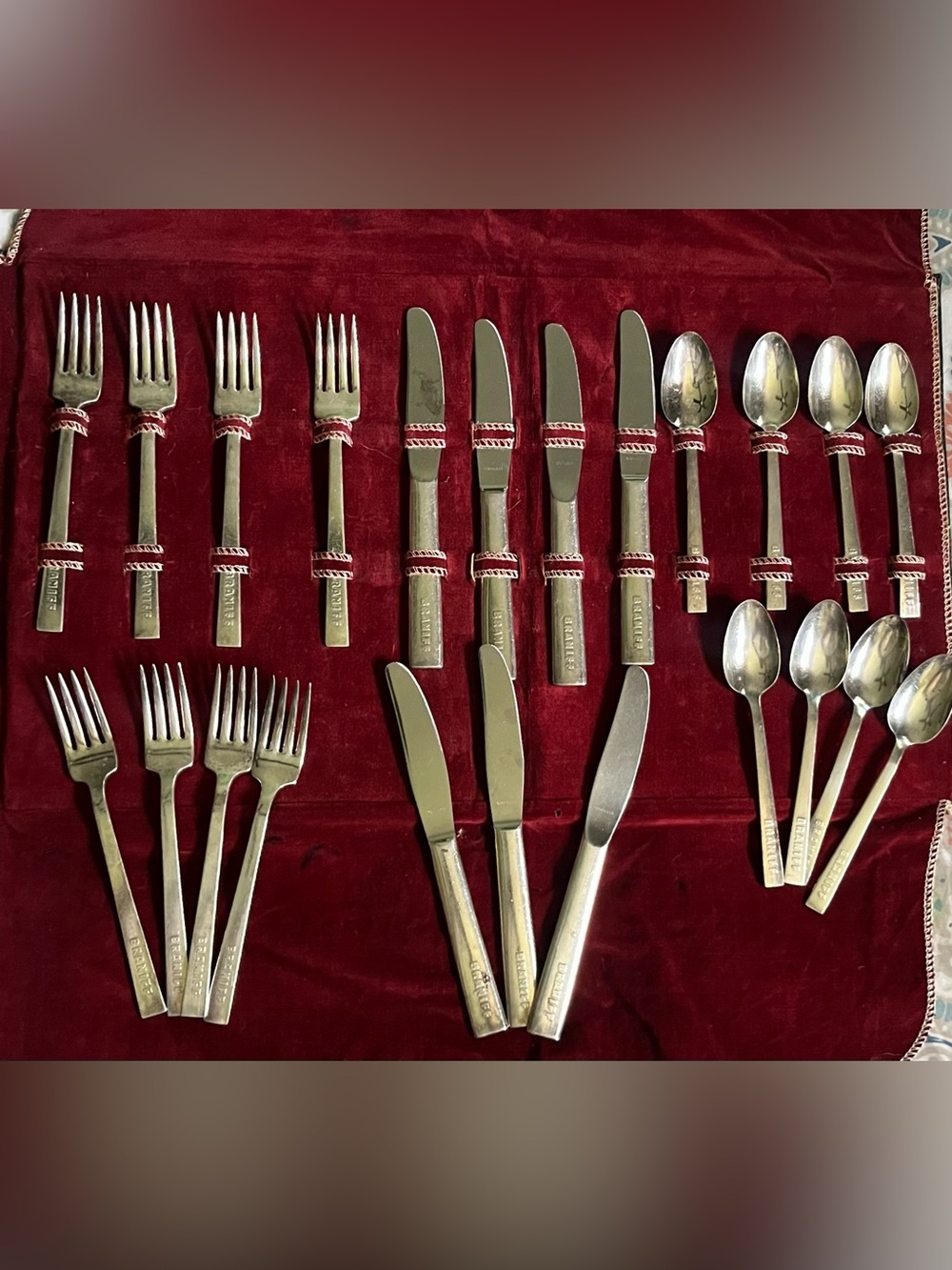 Set of Vintage Braniff Airways Oneida Hotel Plate 23 piece silverware set